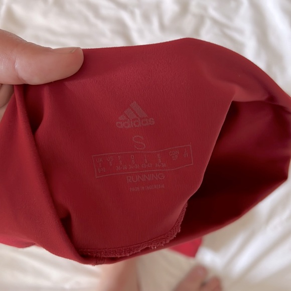 Adidas Red Believe This High Rise 7/8 Length 3-Stripes Tights - Picture 13 of 13